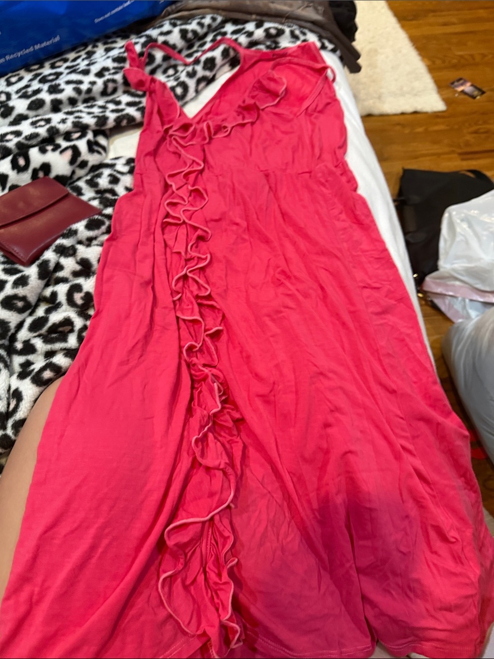 Pink Ruffle Halter Maxi Dress - Sleeveless Summer Style LAmade small